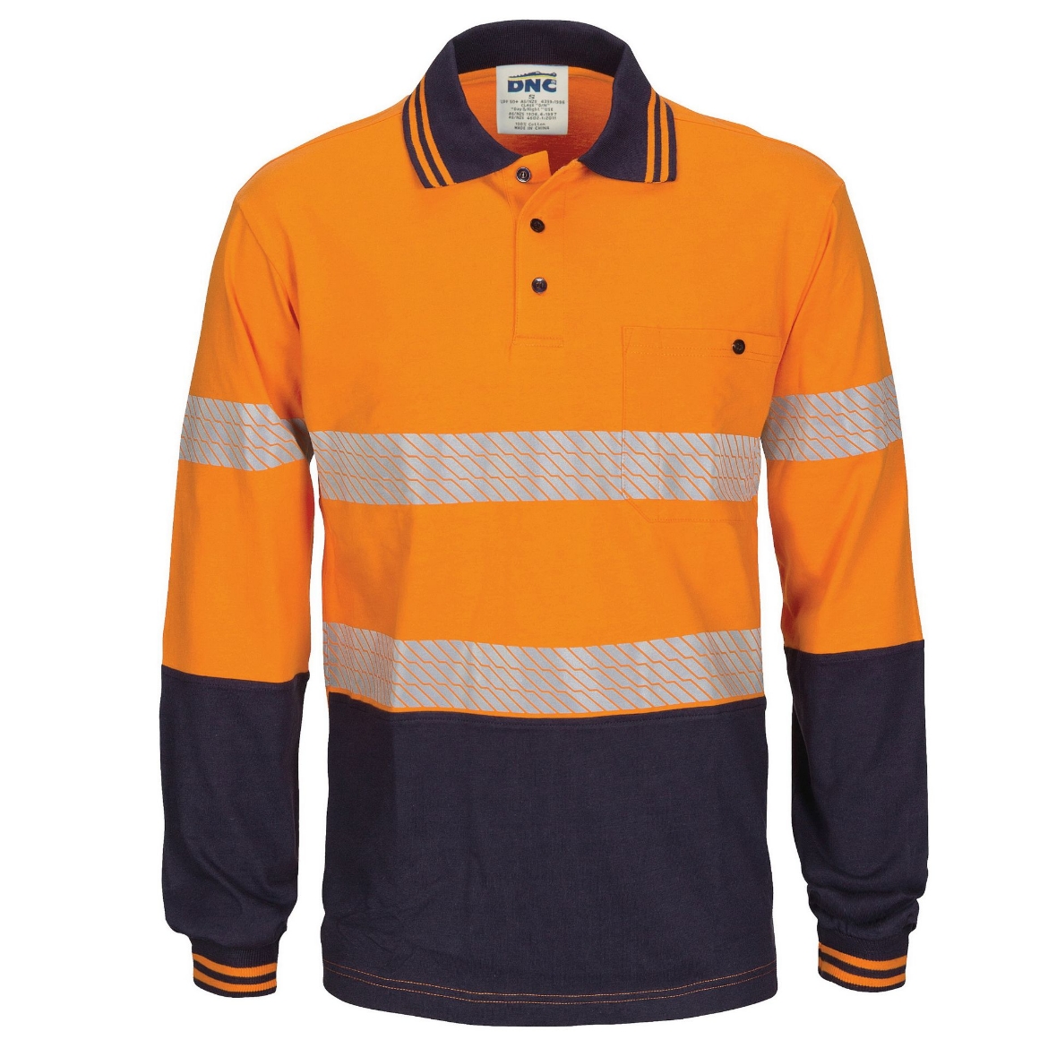 Picture of DNC HiVis Segment Taped 100% Cotton Jersey Polo Shirt 200gsm L/S