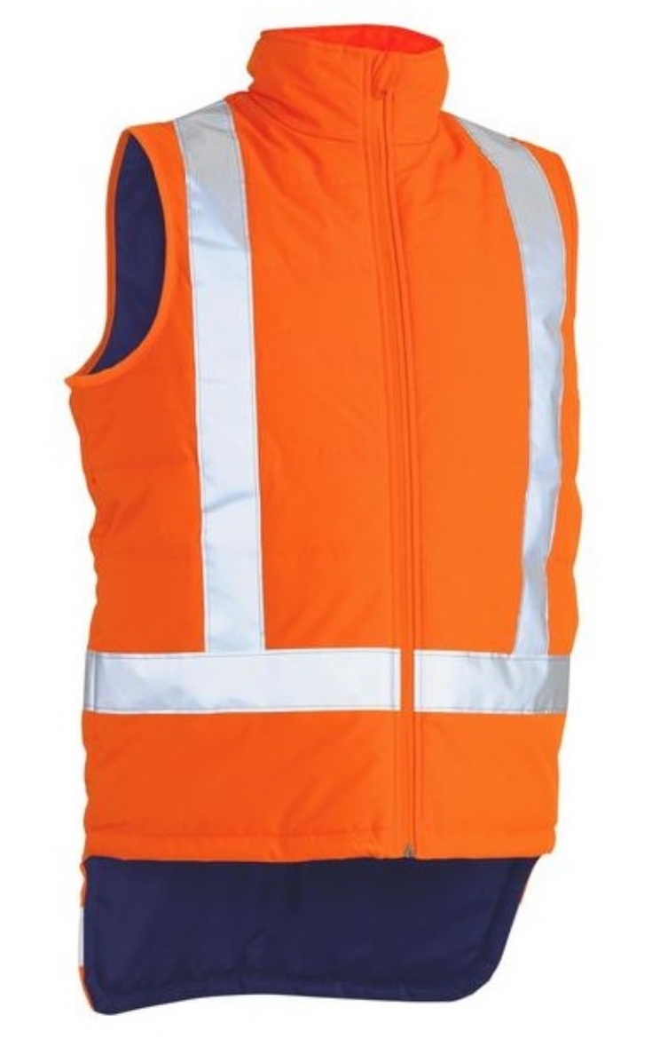 Picture of BISLEY Taped Hi Vis Puffer Vest with X Back NSW Rail Compliancy