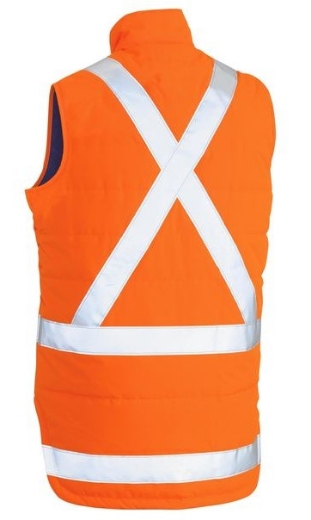 Picture of BISLEY Taped Hi Vis Puffer Vest with X Back NSW Rail Compliancy