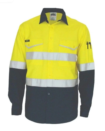 Picture of DNC HiVis 2 Tone Ripstop 100% Cotton Shirt with CSR R/Tape 150gsm L/S