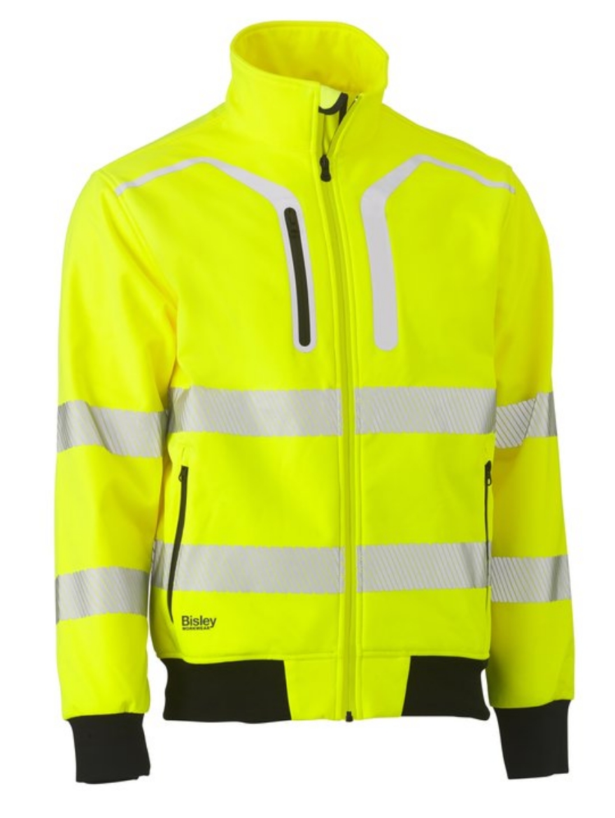 Picture of BISLEY Taped Hi Vis Soft Shell Bomber Jacket 300gsm