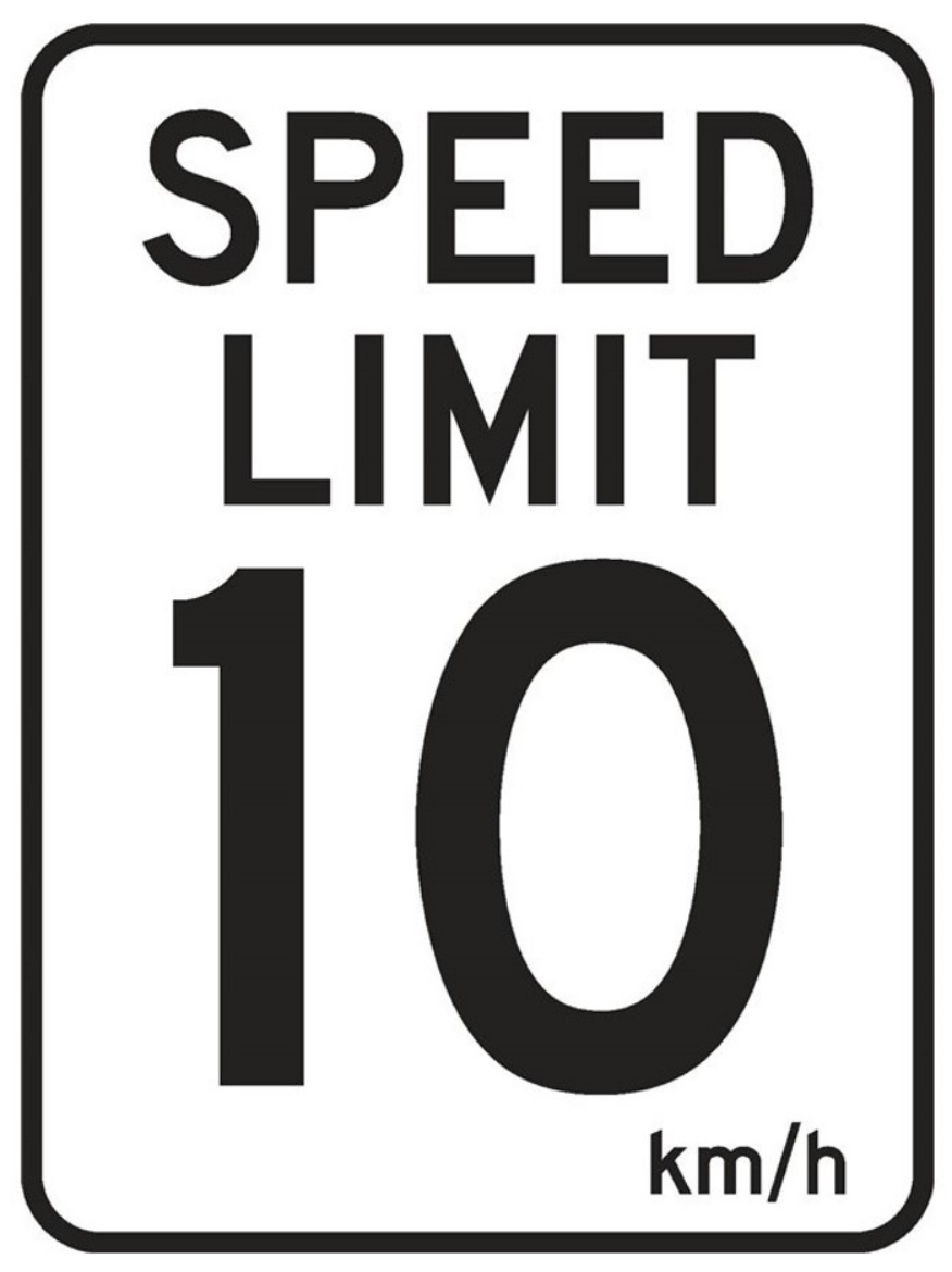 Picture of SIGN Speed Limit 10 km/h Black Text on White Background 600 x 450mm 1.4mm Polypropylene