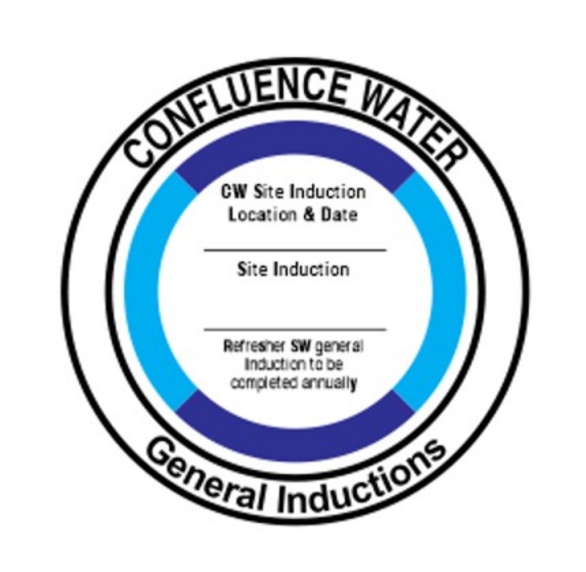 Picture of Sydney Water | Confluence Water CW Site Induction Location & Date General Inductions Sticker 50mm Diameter