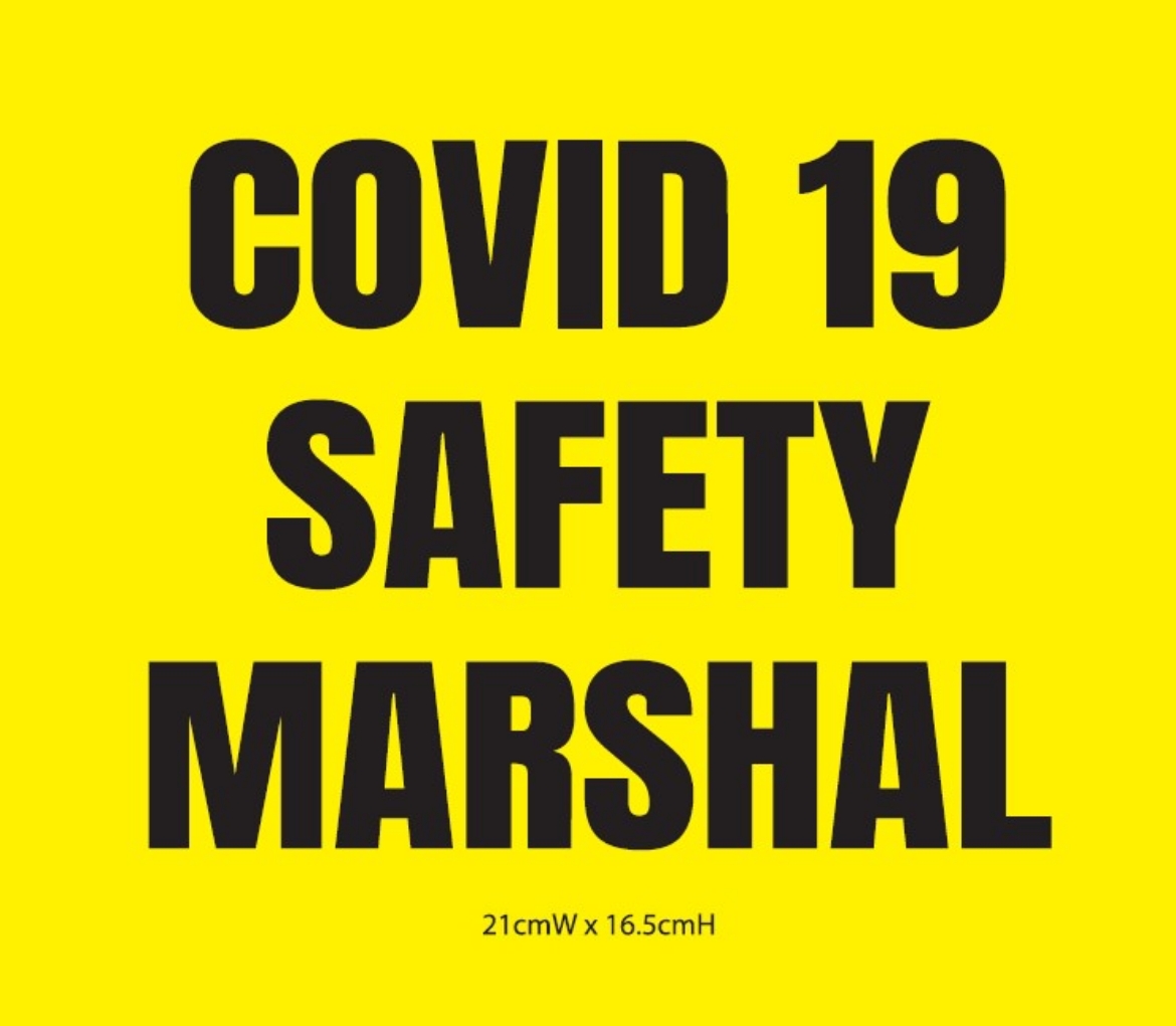 Picture of Heat press of COVID MARSHALL in Black on Rear of Vest