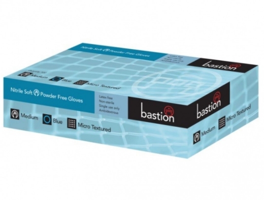 Picture of BASTION Blue Nitrile Soft Powder Free Gloves Disposable Gloves Finger Micro Textured