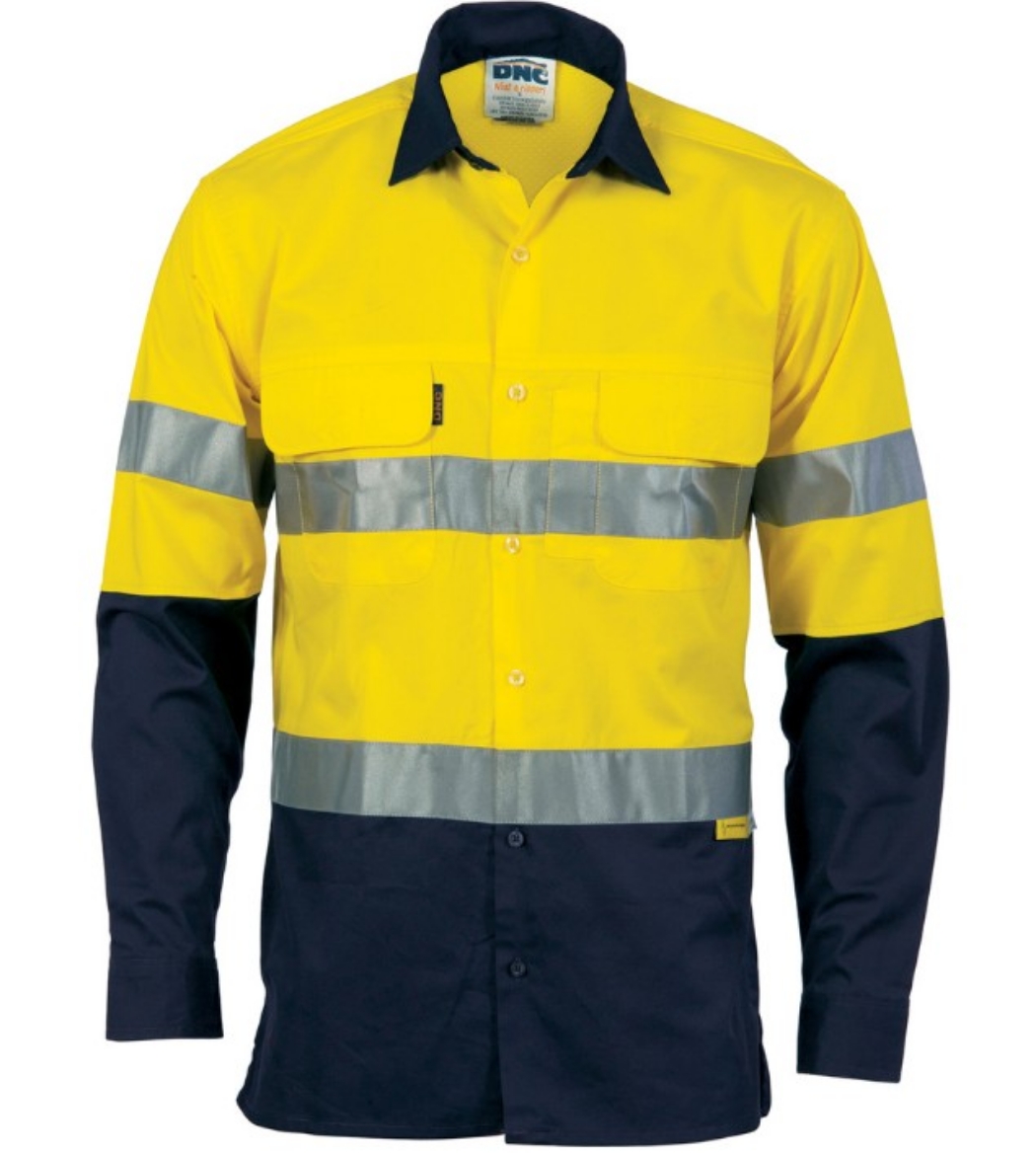 Picture of DNC Hi Vis 3 Way Cool-Breeze 100% Cotton Shirt with CSR R/Tape 155gsm L/S
