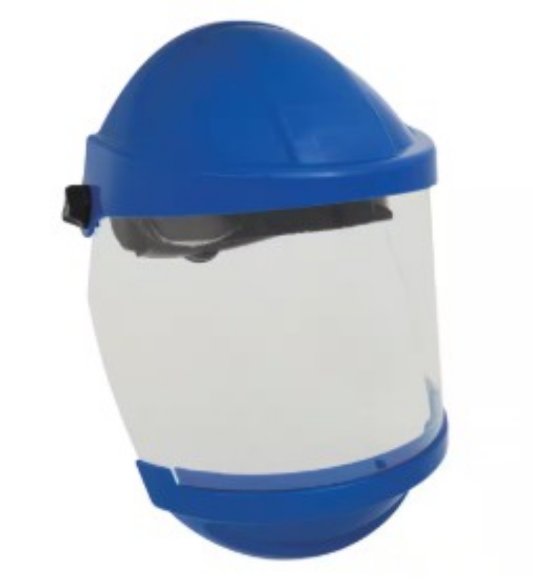 Picture of 3M™ Faceshield Polycarbonate Visor with Ratchet Headgear High Impact Clear/Blue 400 mm x 175 mm (VV997 & VV518)
