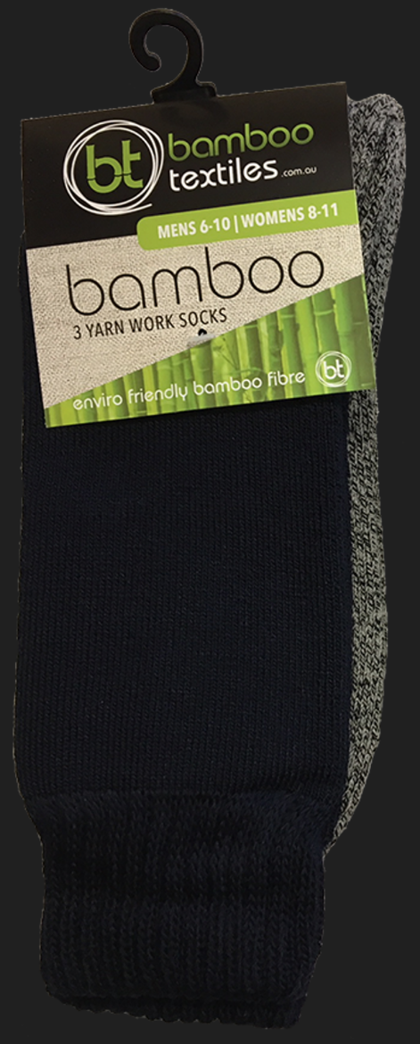 Picture of Bamboo Socks 3-Yarn 1-Pack M6-10; W8-11 Black