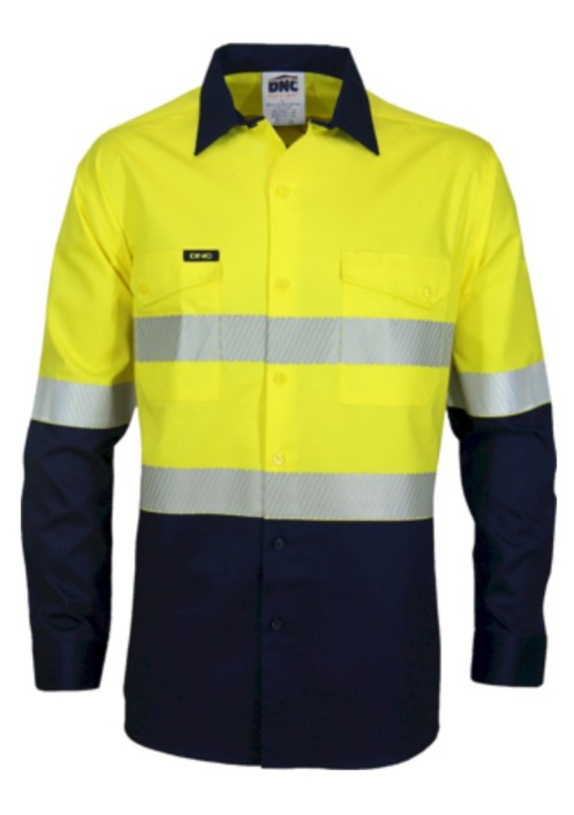 Picture of DNC Hi Vis 2 Tone Segment Taped Coolight 100% Cotton Shirt 155gsm L/S