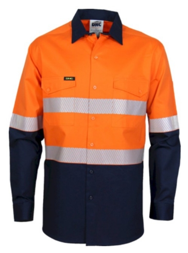 Picture of DNC Hi Vis 2 Tone Segment Taped Coolight 100% Cotton Shirt 155gsm L/S