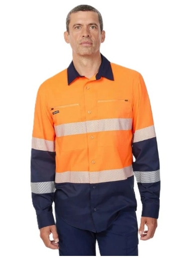 Picture of KING GEE Drycool Hi Vis Spliced Taped Shirt L/S