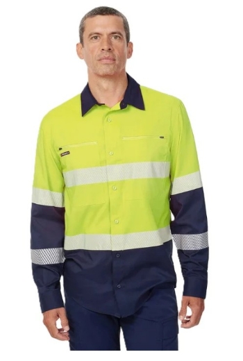 Picture of KING GEE Drycool Hi Vis Spliced Taped Shirt L/S