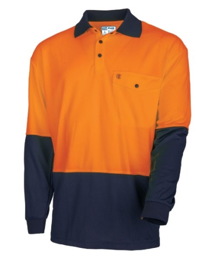 Picture of TRU WORKWEAR Recycled Anti-Microbial Micromesh Two Tone Hi-Vis Polo Shirt L/S