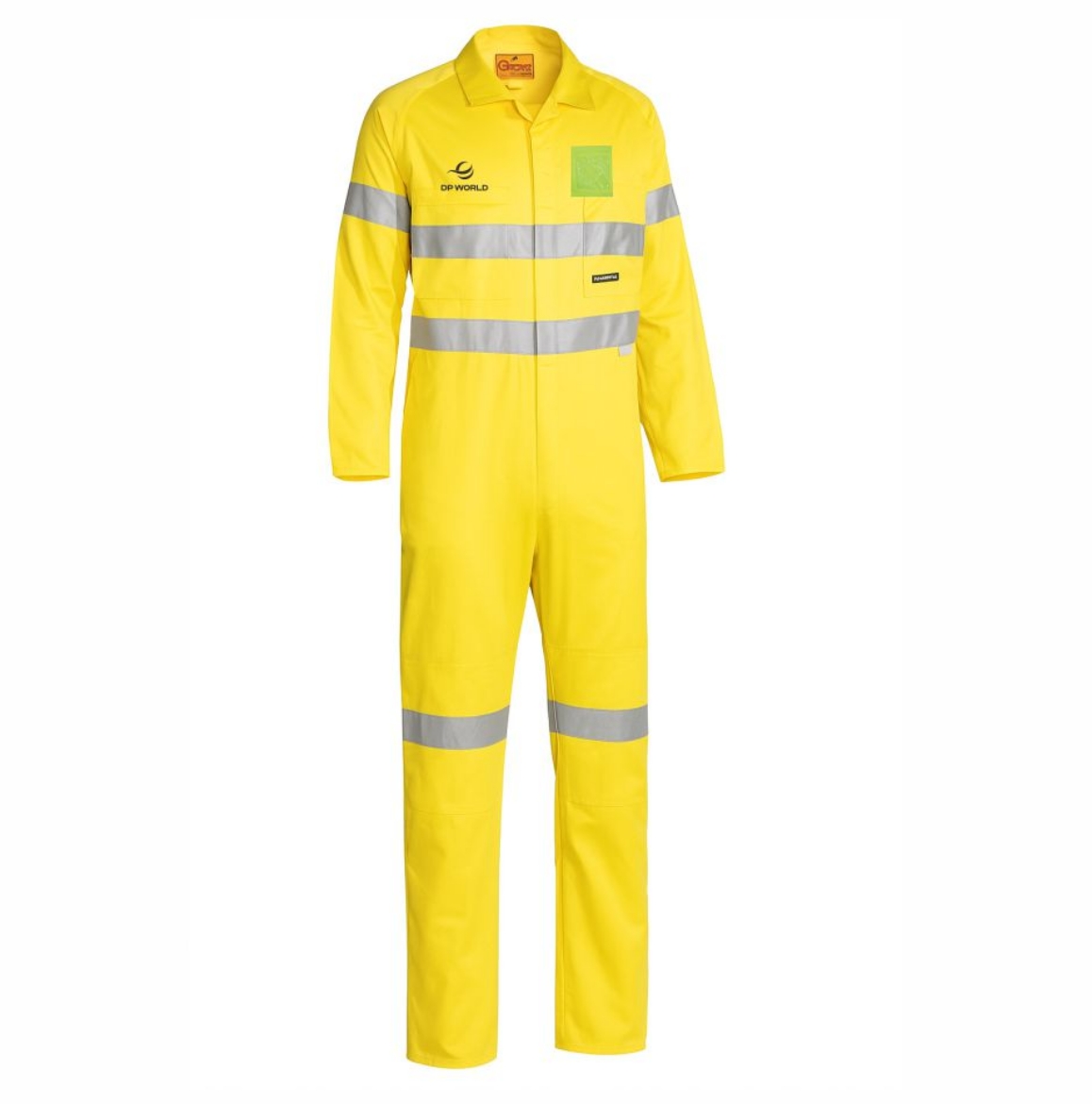 Picture of BISLEY Taped Hi Vis Lightweight Coveralls 100% Cotton Preshrunk Drill 190gsmwith ID pocket and DPWorld logo
