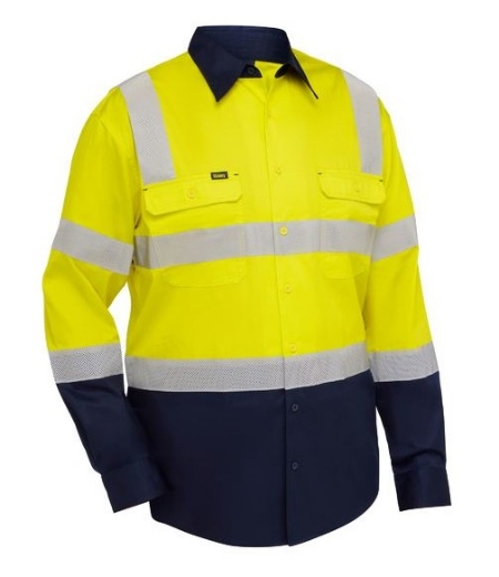 Picture of BISLEY Taped Biomotion Hi Vis Cool Lightweight Vented Shirt 155gsm L/S