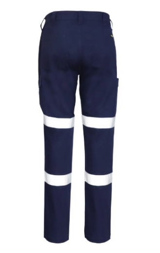 Picture of WORKCRAFT Mens Stretch Navy Drill Cargo Pant with Double Hoop Tape 280gsm