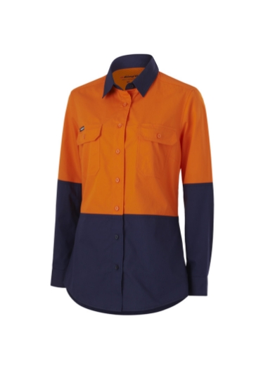 Picture of KING GEE Womens Workcool Vented Spliced 100% Cotton Shirt 145gsm L/S