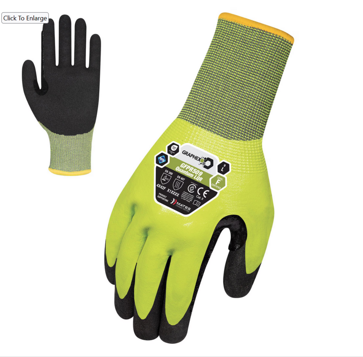 Picture of Graphex® Quantum LQR 8-gauge cut (F) resistant Gloves offering high dexterity with maximum cut resistance.