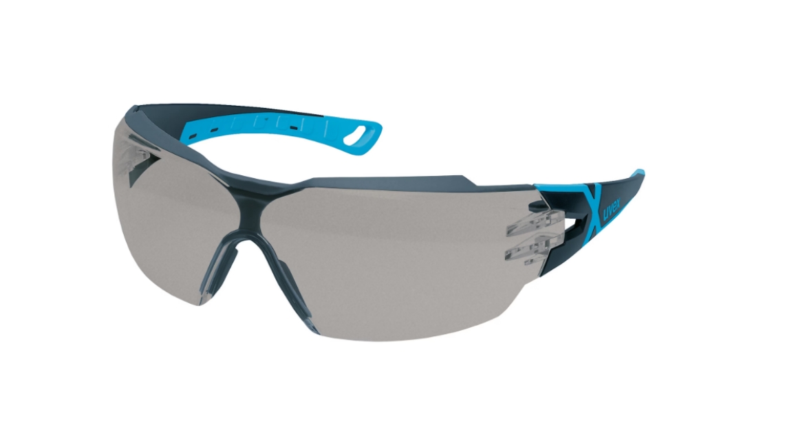 Picture of uvex pheos cx2 - grey safety glasses Light Blue Frame - Smoke