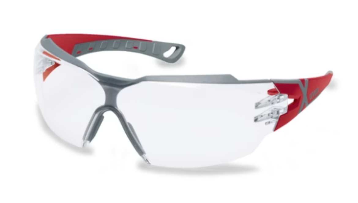 Picture of uvex pheos cx2 safety glasses Red Frame - Clear