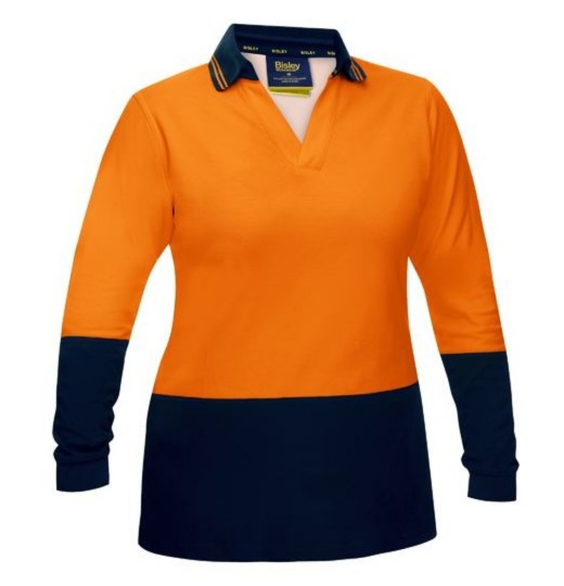 Picture of BISLEY Womens Hi Vis V-Neck Polo Shirt 195gsm S/S