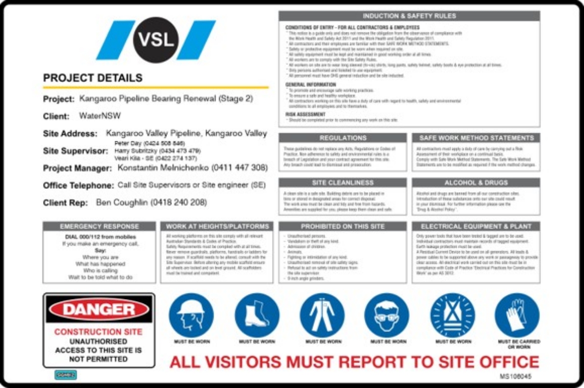 Picture of SIGN Mandatory Multi Safety Sign Project Details VSL 900 x 600mm Corflute 3mm