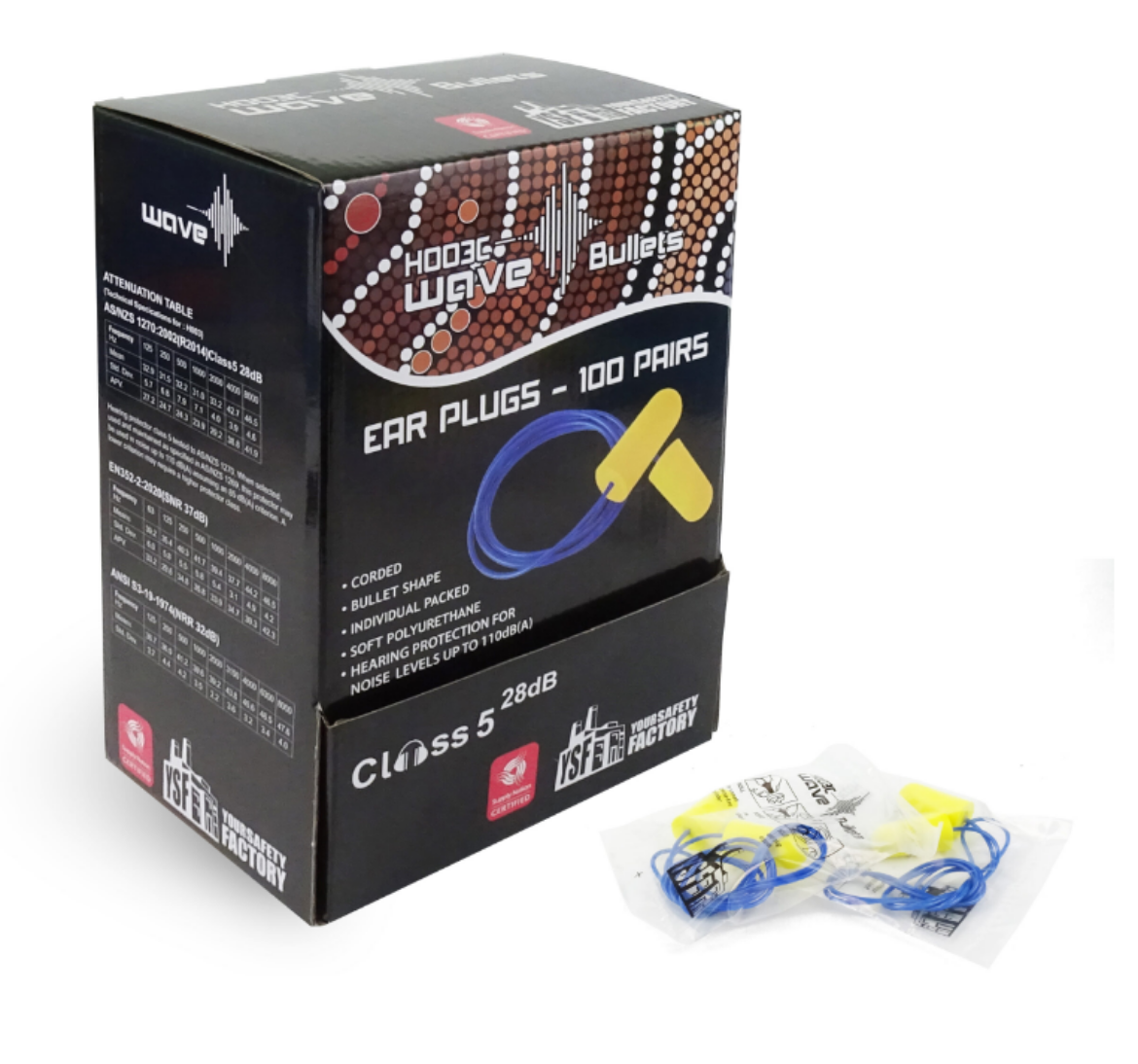 Picture of Wave Bullet Corded Earplugs (SLC80 28dB)