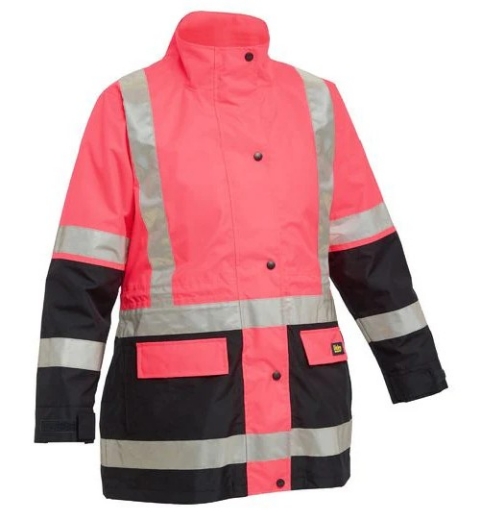 Picture of BISLEY Womens Hi Vis 5-IN-1 Taped Two Tone Rain Jacket 300D Non - Breathable PU Coated Polyester