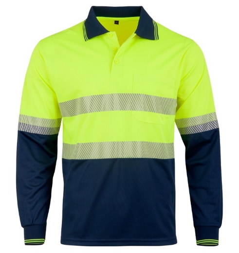Picture of Winning Spirit Unisex Hi Vis Micromesh Cooldry® Segmented Tape Polo Shirt 160gsm L/S