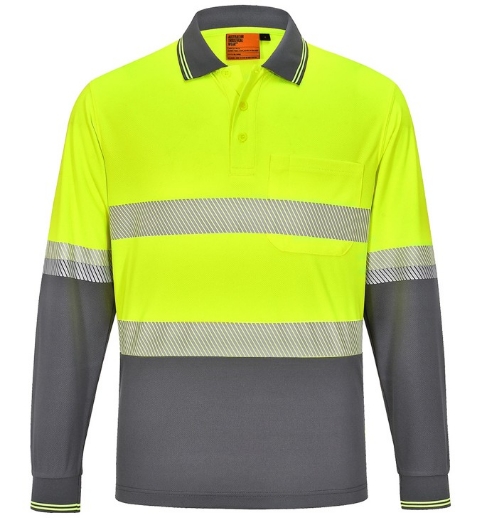 Picture of Winning Spirit Unisex Hi Vis Micromesh Cooldry® Segmented Tape Polo Shirt 160gsm L/S