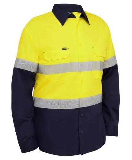 Picture of BISLEY Taped Hi Vis 100% Cotton Ripstop Vented Shirt 145gsm L/S