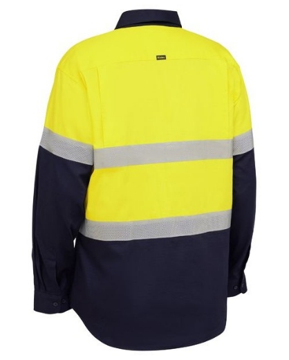 Picture of BISLEY Taped Hi Vis 100% Cotton Ripstop Vented Shirt 145gsm L/S