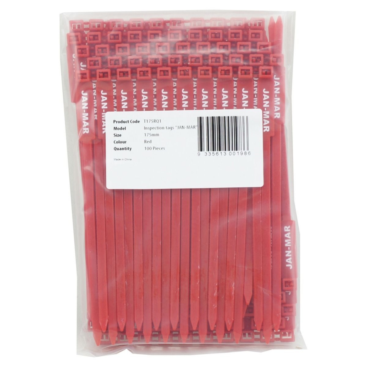 Picture of Rigging / Inspection Tags, "JAN-MAR" Printed Text, Red, 100/bag
