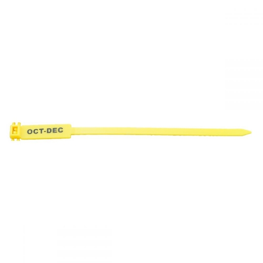 Picture of Rigging / Inspection Tags, "OCT-DEC" Printed Text, Yellow, 100/bag