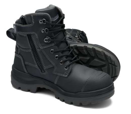 Picture of BLUNDSTONE 150mm RotoFlex Black Water-Resistant Platinum Leather Zip Sided Safety Boot