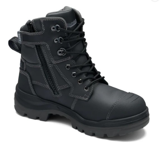 Picture of BLUNDSTONE 150mm RotoFlex Black Water-Resistant Platinum Leather Zip Sided Safety Boot