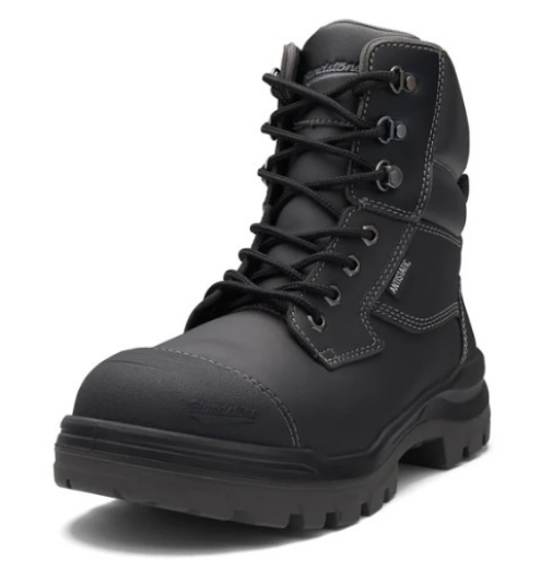 Picture of BLUNDSTONE 150mm RotoFlex Black Water-Resistant Platinum Leather Zip Sided Safety Boot
