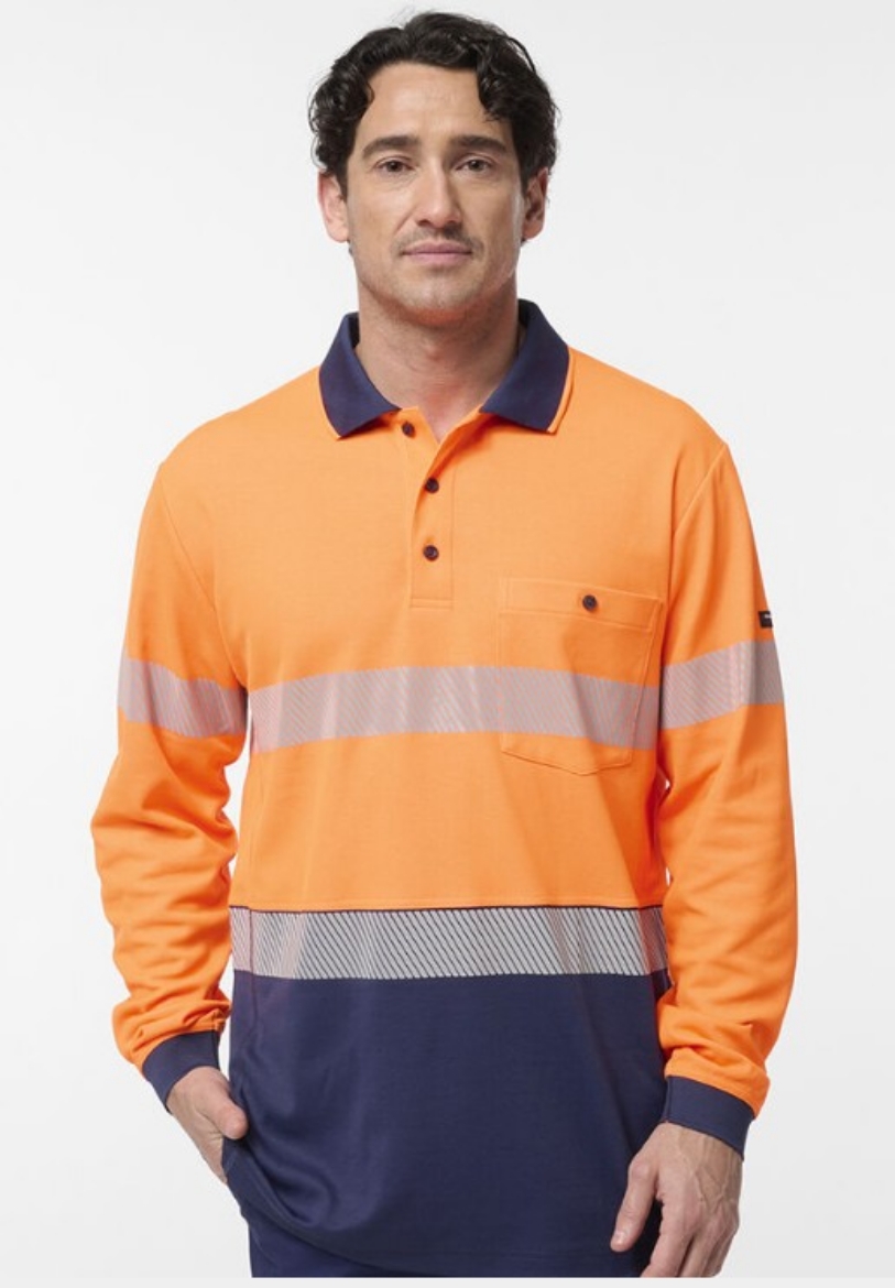 Picture of KING GEE Originals Spliced Taped Cotton Back Polo Shirt 185gsm L/S
