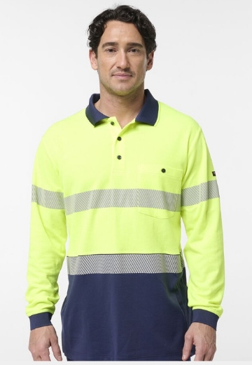Picture of KING GEE Originals Spliced Taped Cotton Back Polo Shirt 185gsm L/S