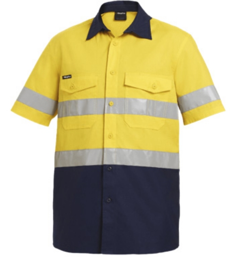 Picture of KING GEE Workcool 2 Hi-Vis Reflective Cotton Ripstop Work Shirt S/S 145gsm