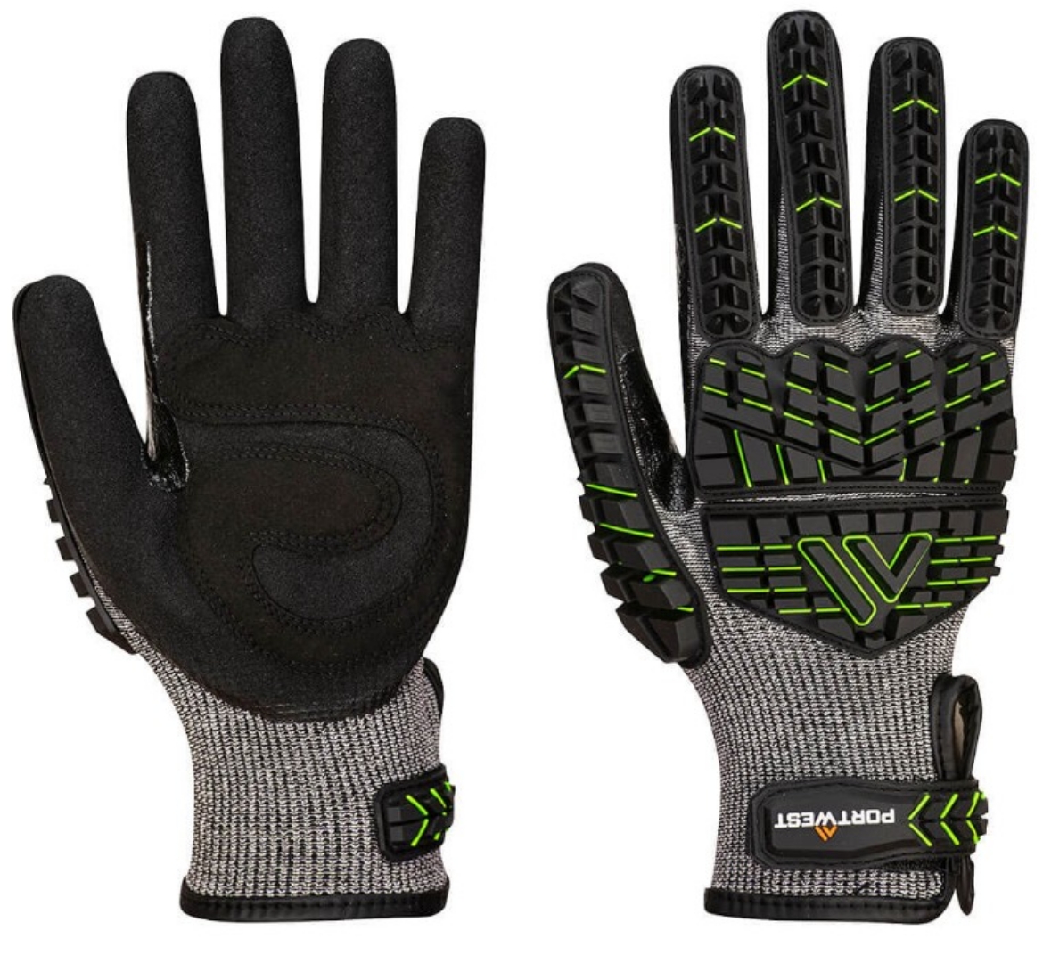 Picture of PORTWEST VHR15 Nitrile Foam Impact Glove Black/Green