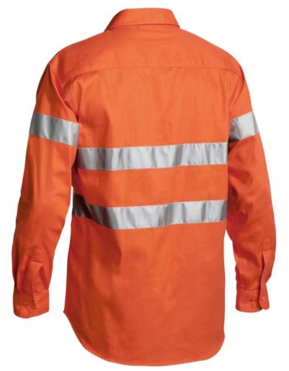 Picture of BISLEY Taped Hi Vis Orange Drill Shirt 100% Cotton Preshrunk Drill 190gsm L/S