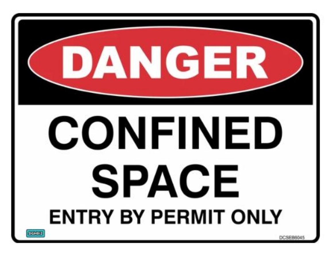 Picture of SIGN Danger Confined Space Entry by Permit Only 250mm (W) x 180mm (H) UV Laminated Self Sticking Vinyl.