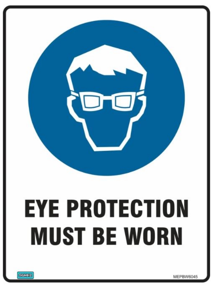 Picture of SIGN Mandatory EYE PROTECTION MUST BE WORN 600 x 450mm 1.4mm Polypropylene
