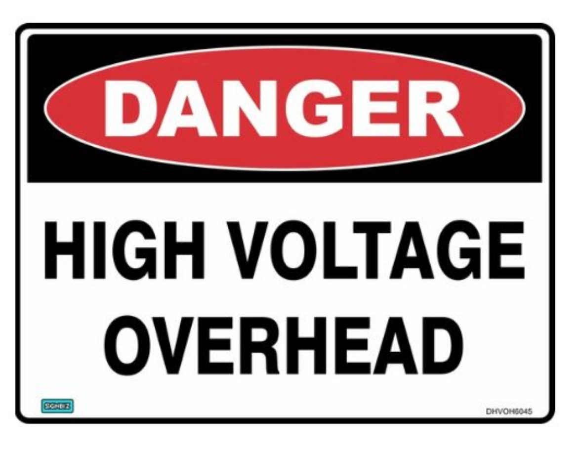 Picture of SIGN Danger High Voltage Power Overhead 600 x 450 1.4mm Polypropylene
