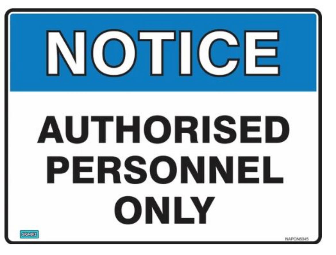 Picture of SIGN Notice Authorised Personnel Only 600 x 450 1.4mm Polypropylene