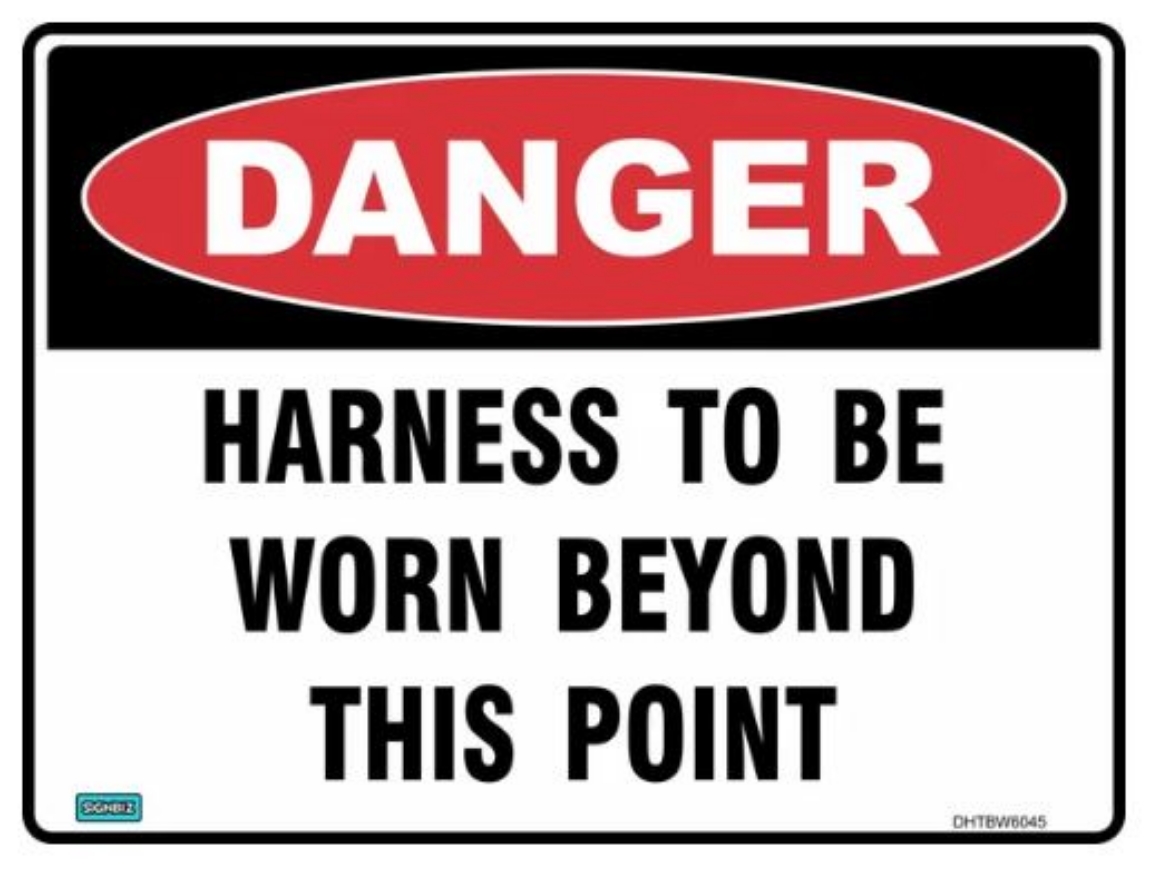 Picture of SIGN Danger Danger Harness To Be Worn 600 x 450mm 1.4mm Polypropylene