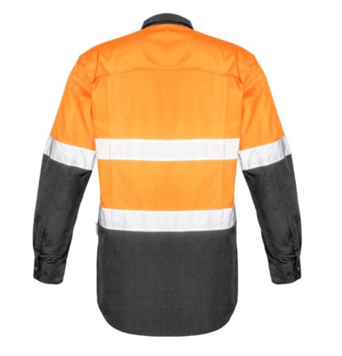 Picture of Mens Rugged Cooling Hi Vis Taped Long Sleeve Shirt Orange / Charcoal